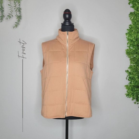 COZY  APRICOT/TAN QUILTED VEST - Picture 1 of 7